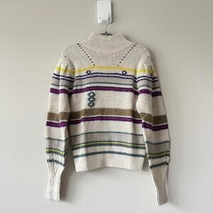 Isabel Marant Etoile Georgie Turtleneck Sweater Yellow Purple Size FR 34 NWOT